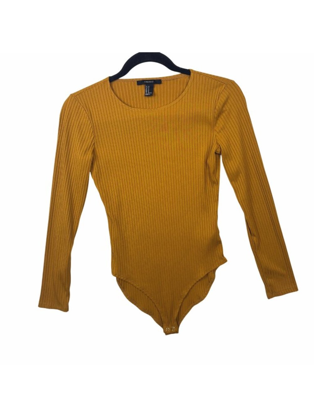 ✨3/$30 Forever 21 M Mustard Yellow Ribbed Long Sleeve Bodysuit
